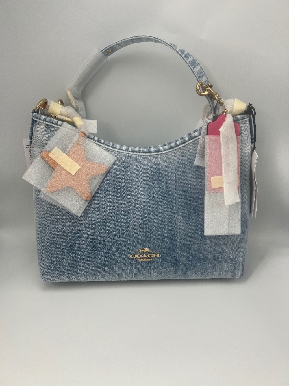 Laurel Shoulder Bag In Loved Denim With Charms